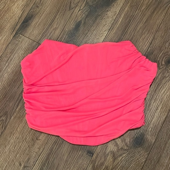 size XL pink rouched strapless corset top - Picture 1 of 2